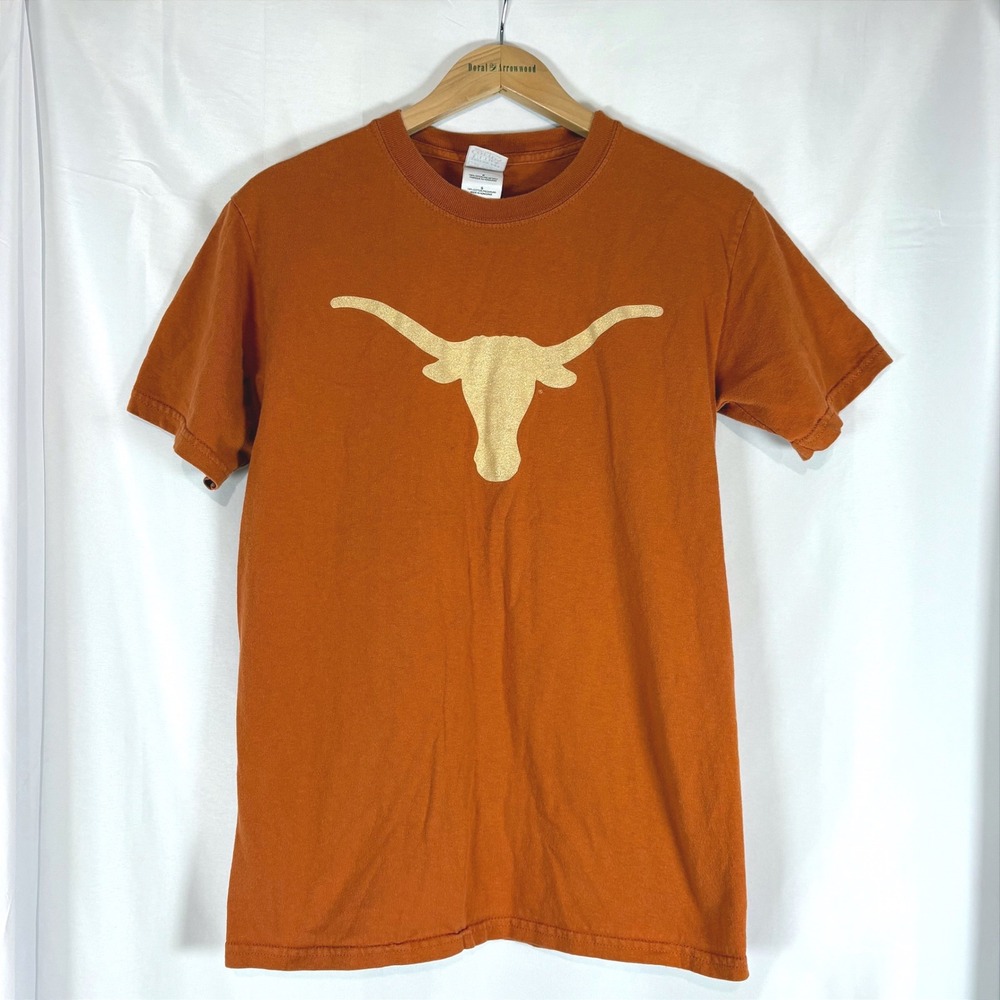 Texas Longhorns Burnt Orange Sparkly Glitter Bull T-Shirt Gildan Small Womens - Picture 1 of 8